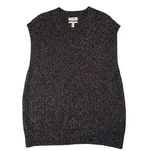 COS Relaxed V-Neck Sweater Vest Mens Medium Black White Marl Cotton Wool 
Knit